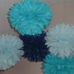 15 Small Blue Tissue Paper Poms