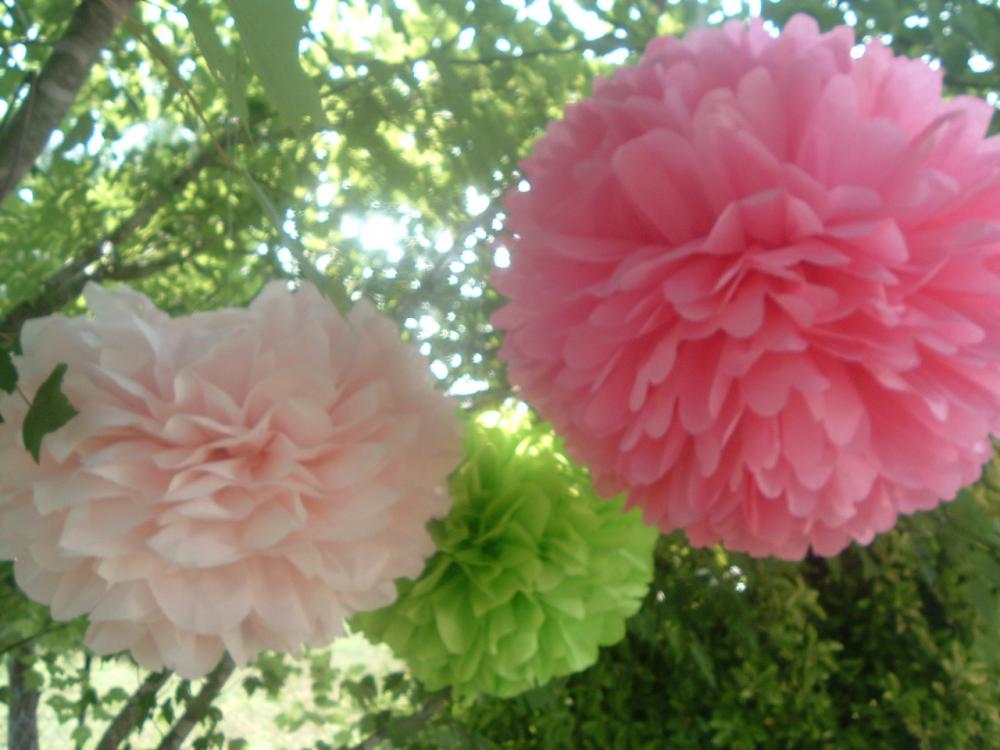 6 Tissue Paper Pom Poms. Ready To Fluff. Choose Your Colors. Party Decorations